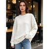 European and American Knitted Sweater Women's Loose Round Neck Solid Color Long Sleeve Thickened Large Size Autumn and Winter Casual Pullover