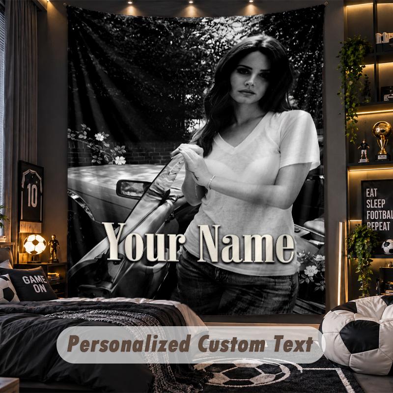 Personalisierte Wandtapisserie, Lana Del Rey Individuell Bedruckter Name, Stoff-Wandkunst für Innenraum-Hintergrund