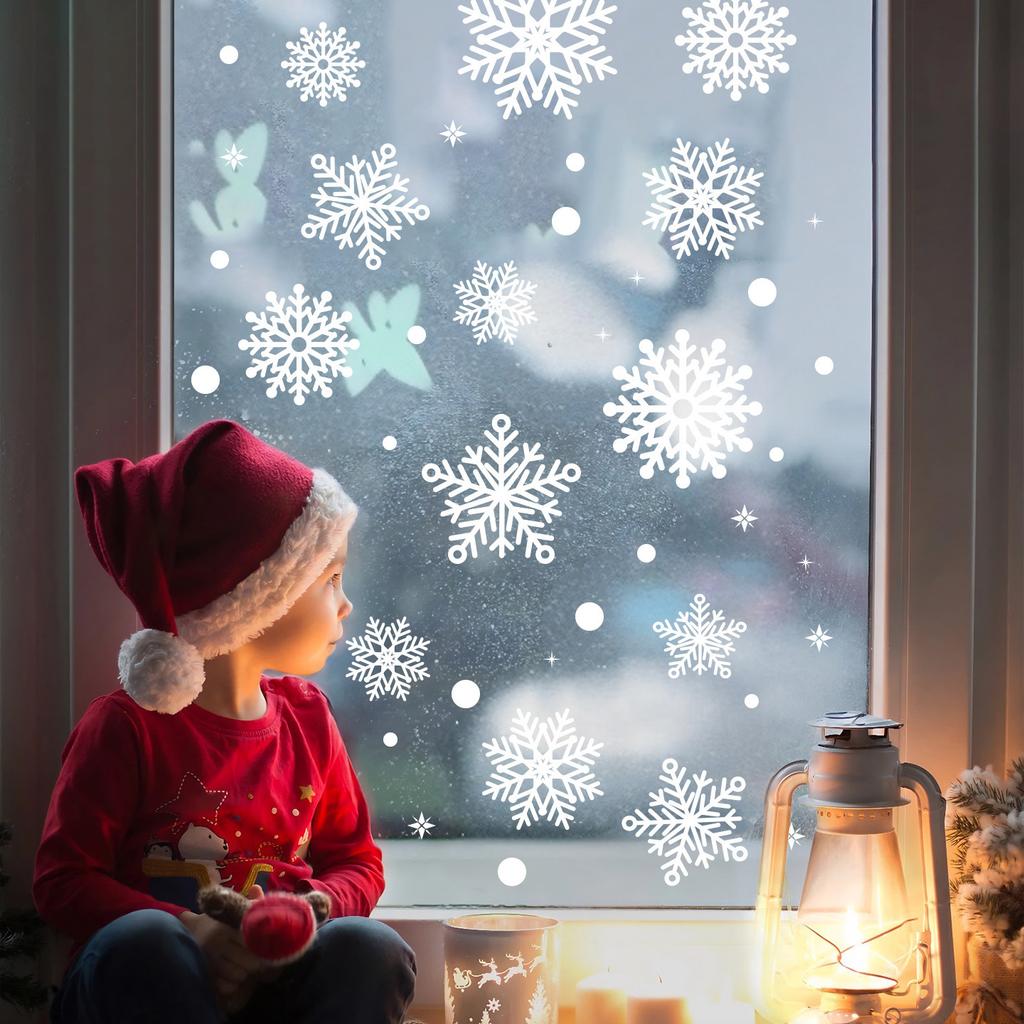 Christmas Decoration Snowflakes Electrostatic Stickers Window Glass Stickers Snowflakes Window Stickers Christmas