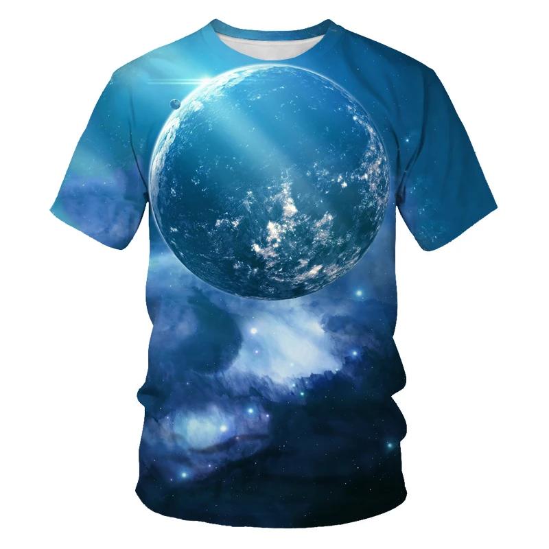 Women Brilliant Starry Sky Graphic T Shirts for Men Fashion Universe Planet Pattern T-shirt Personality Hip Hop Print T-shirts