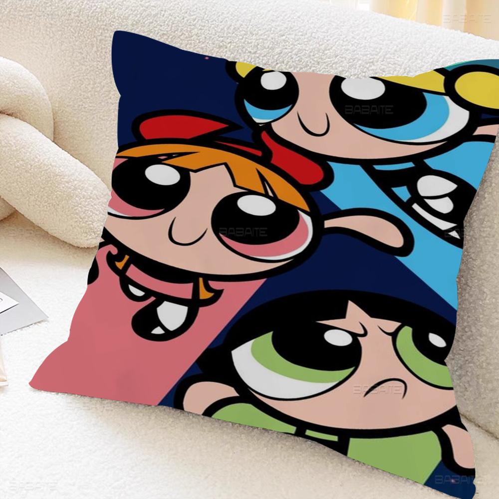 The Power-puff-Girls Decorative Room Aesthetics Pillow Case Home Decor Bedroom Sofa Bed Couch Pillow Cover 45x45