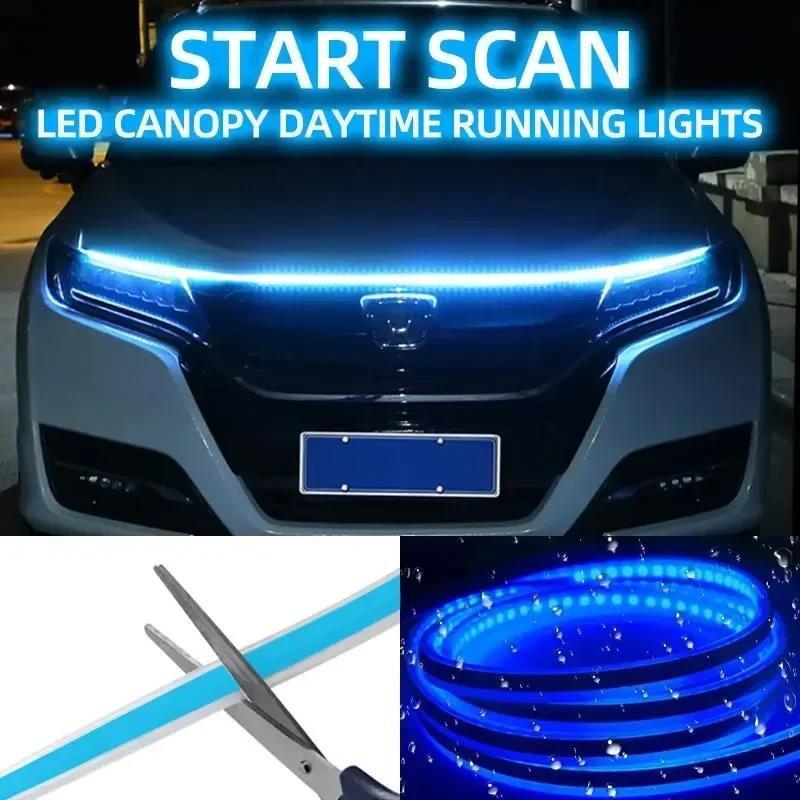 120cm 150cm 180cm Car Hood Light Strip Daytime Running Flexible LED Auto Decorative Atmosphere Ambient Lamps DRL 12V Neon Lights 4