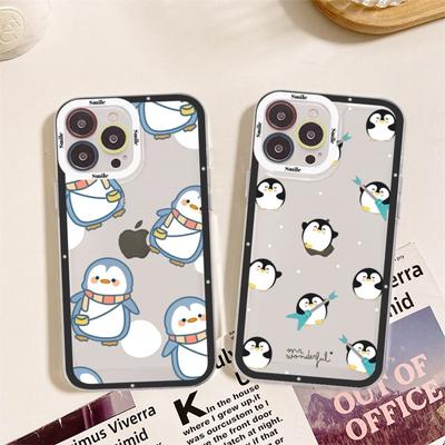 Tučňák kawaii kreslený Kryt na telefon Pro iPhone 15 11 12 13 14 Mini Pro Max XR X XS TPU Průhledný kryt