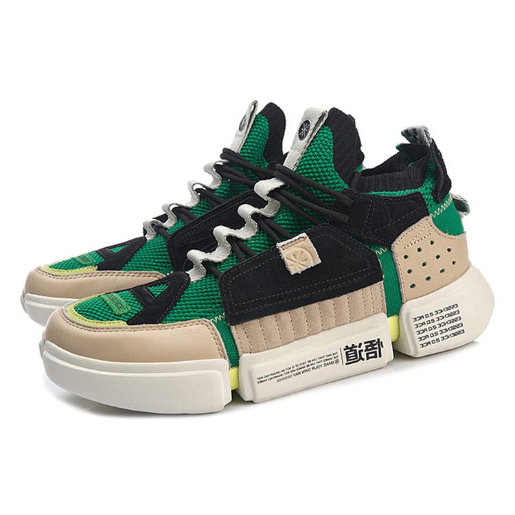 Li Ning Slip Resistant Lightweight Non slip Lightweight Mid top Vintage Basketball Shoes Mens Brown Green AGWN041-2