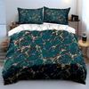 3Pcs Teal Marble Pattern Bedding Set, Abstract Fluid Print Duvet Cover + 2 Pillowcases, Modern Decor