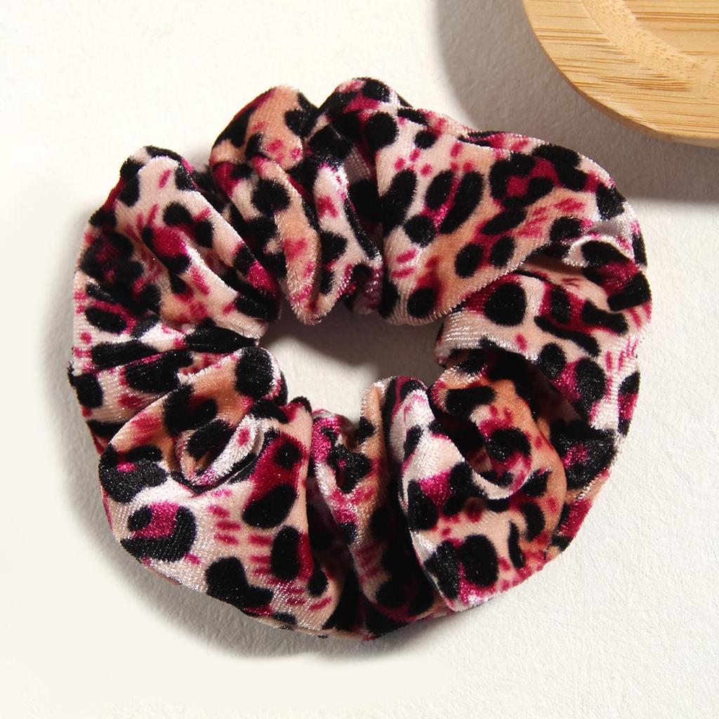 European & American Leopard Print Velvet Hair Scrunchies: High Elastic Korean Style