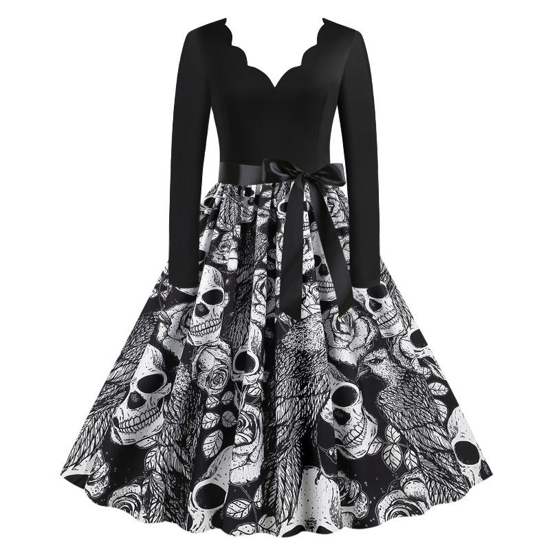 BITCED Fashion Autumn Winter Long Sleeve V-Neck Casual Dresses