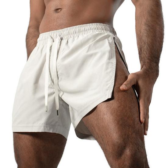 

Мужские шорты для фитнеса с боковой молнией, быстросохнущие, дышащие, спортивные шорты для тренировок в спортзале, эластичный пояс, шнурок, спортивные шорты для бега L светло-желтого