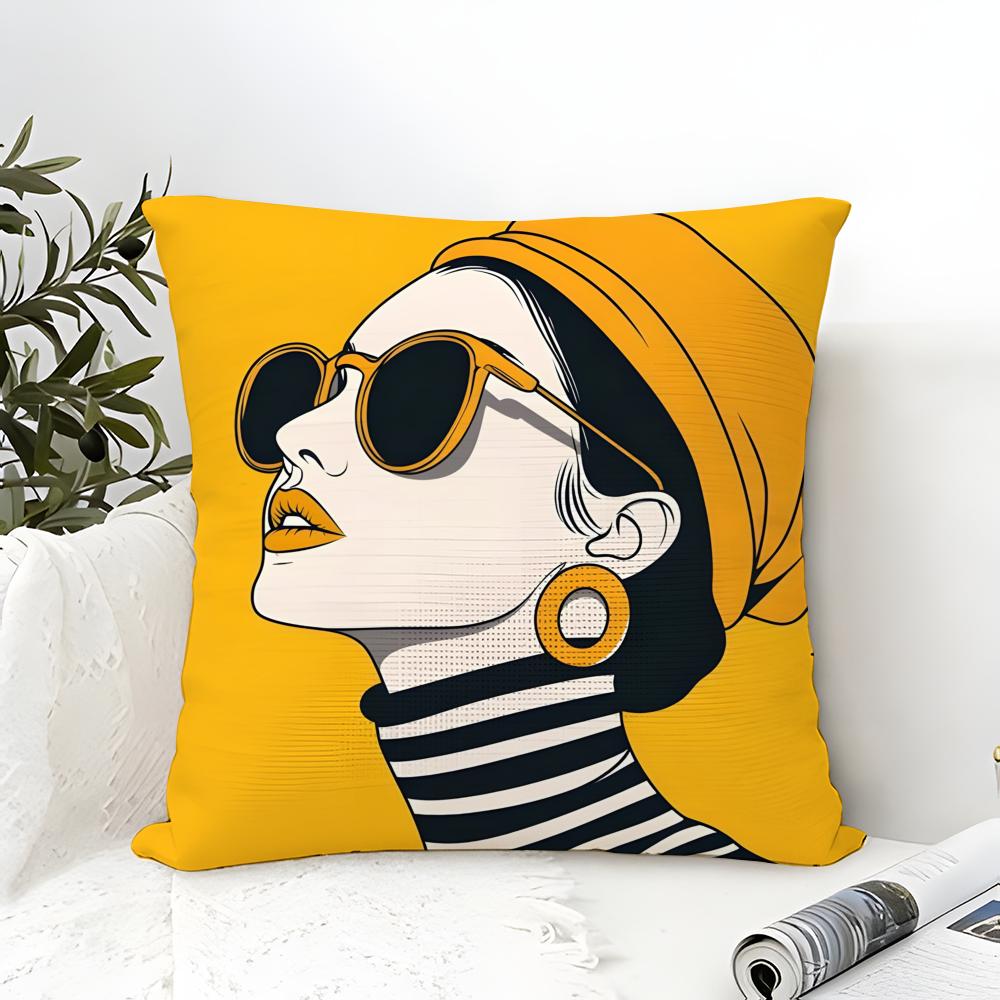 A-Audrey H-Hepburn Fashion Prin Pillow Case Linen Pillow Case Sofa Home Decor Cushion Cover Cushion Cove