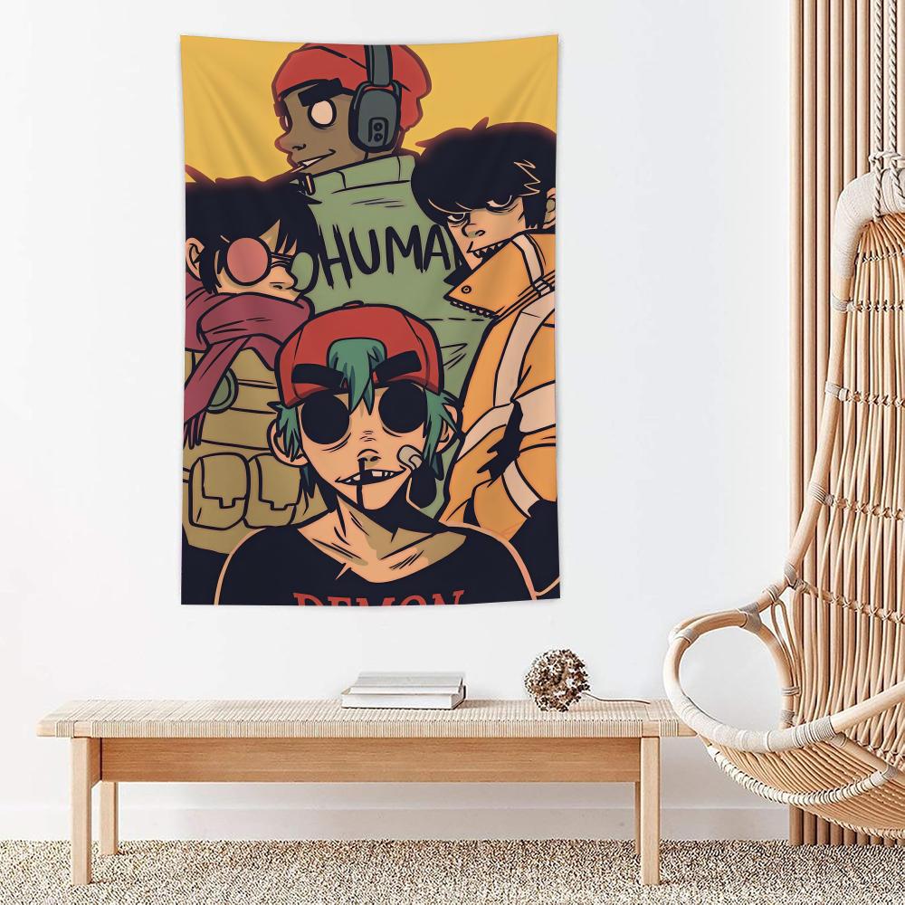 Band GGorillaz Music Tapestry Microfiber Wall Hanging For Bedroom Living Room Decor Outdoor Festival Bar Background