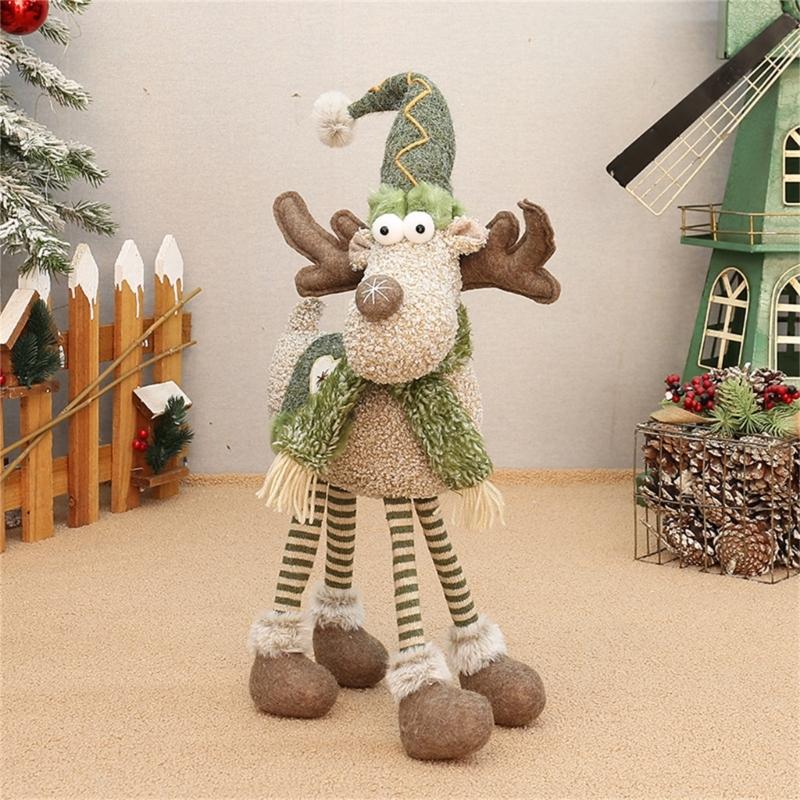 Plush Deer Doll Ornament 21.7Inch High Elk Figure Christmas Decoration For Mantles Shelf Desk Display Home Decoration