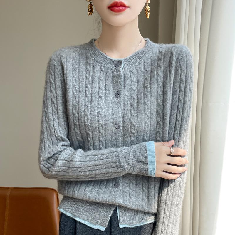 Dámský volný pletený dvoudílný svetr kardigan se sametovým topem