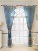 European Beaded Embroidered Sheer Curtains, for Living Room and Bedroom Decor, Elegant Floral Pattern, Light Filtering Drapes