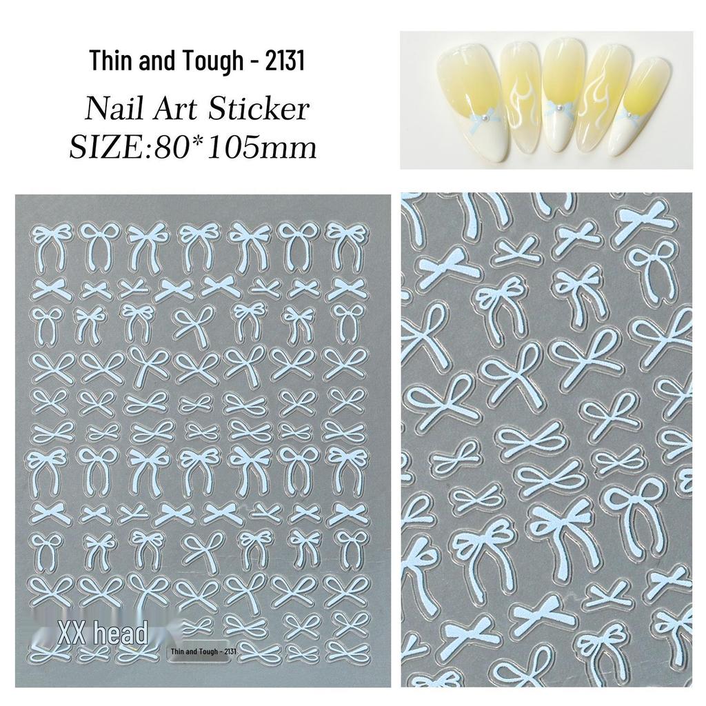 Versatile Ribbon Bow Nail Stickers - Thin, Tough, Flat Back Adhesive for DIY Nail Art Ornaments