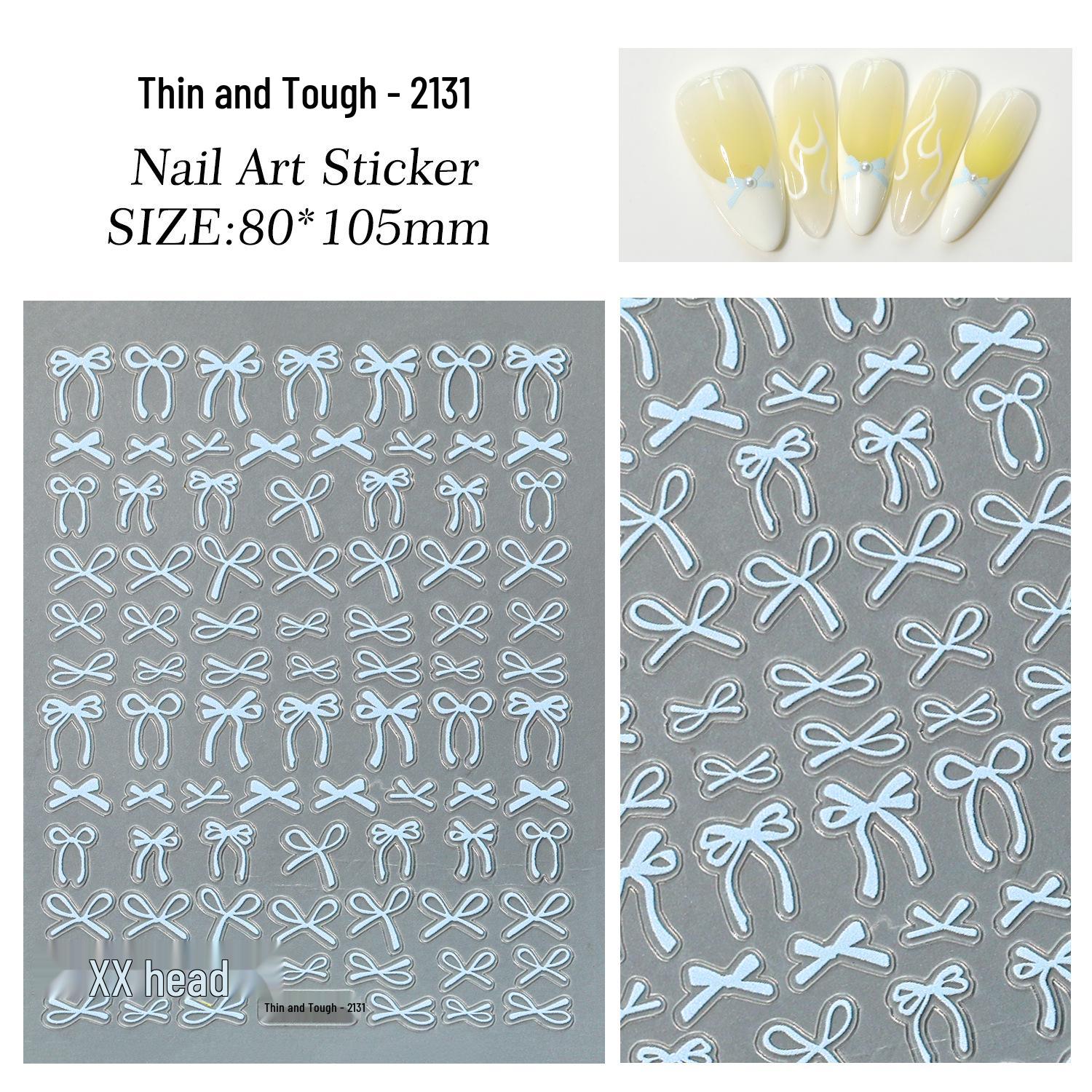 Versatile Ribbon Bow Nail Stickers - Thin, Tough, Flat Back Adhesive for DIY Nail Art Ornaments