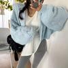 Korean Hooded Cable Knit Zip-Up Short Cardigan - Fresh Autumn Solid Color Tie Sweater Coat
