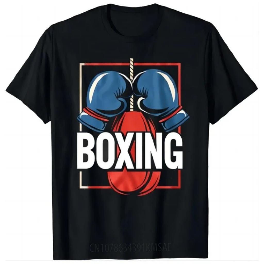 Black Boxing T-shirt with Blue Glove Print The Ultimate Fighting Style Tshirt Graphic T Shirts Men Clothing Tops Streetwear