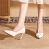Pointed Toe High Heels Women's Autumn New Retro Metal Toe Shallow Mouth Anti-slip Wear-resistant Stiletto Single Shoes