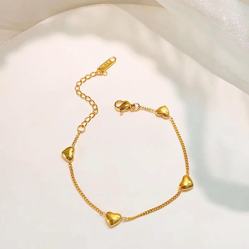 316L Stainless Steel New Fashion Upscale Zircon Love Heart Shape Charm Chain Bracelets For Women Couple Girl's Gift