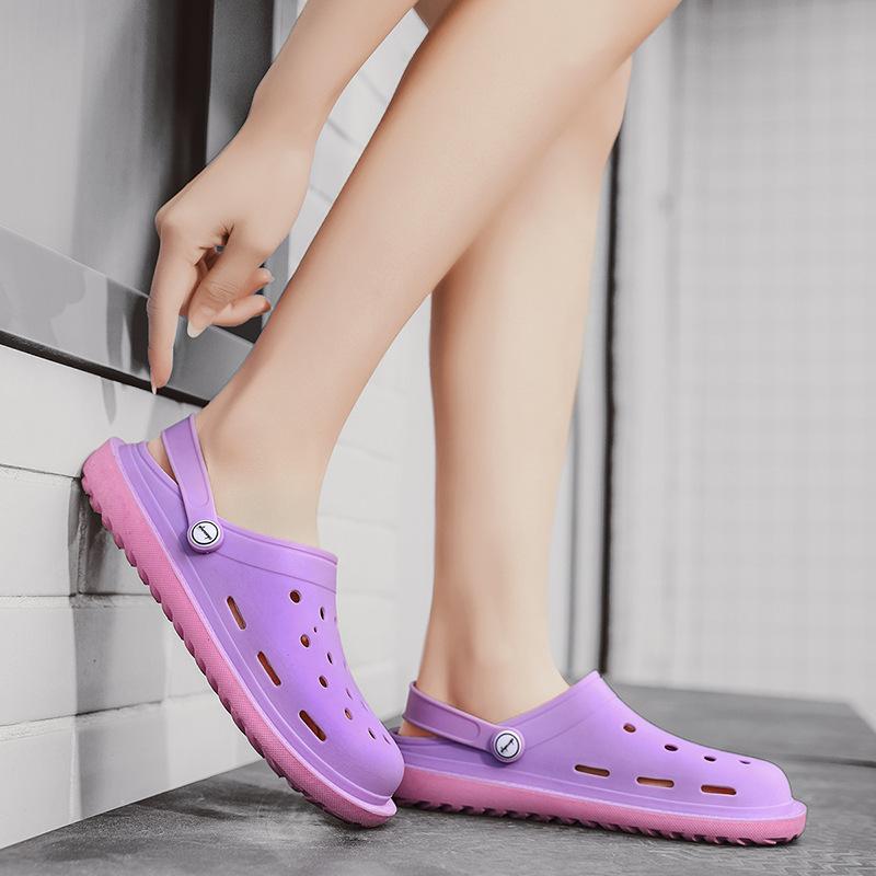 Summer Thick-soled Heightening Rubber Sandals Couple Bag Head Slippers Casual Trend Hole Shoes Latex Men's Beach Shoes