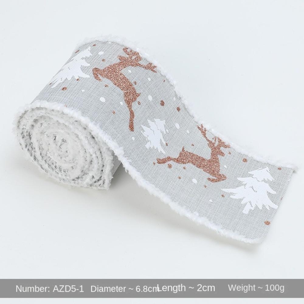 New 2m Christmas Ribbon DIY Xmas Gift Fabric Swirl Ribbon Lmitation Linen Christmas Tree Ribbon Burlap Ribbon
