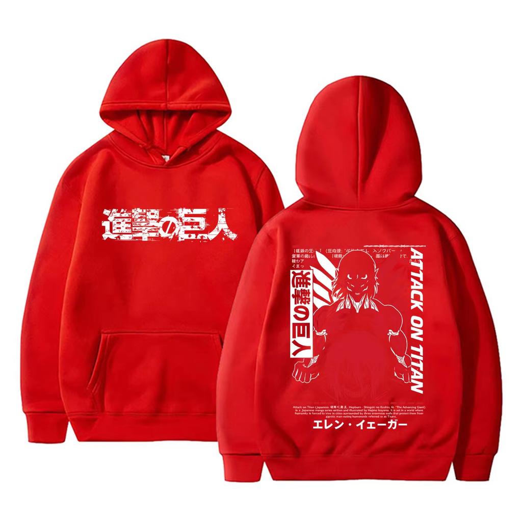 Hot Anime Attack On Titan Eren Jaeger Hoodie Men Women Manga Oversized Pullover Hoodies Men's Casual Vintage Hooded Sweatshirt