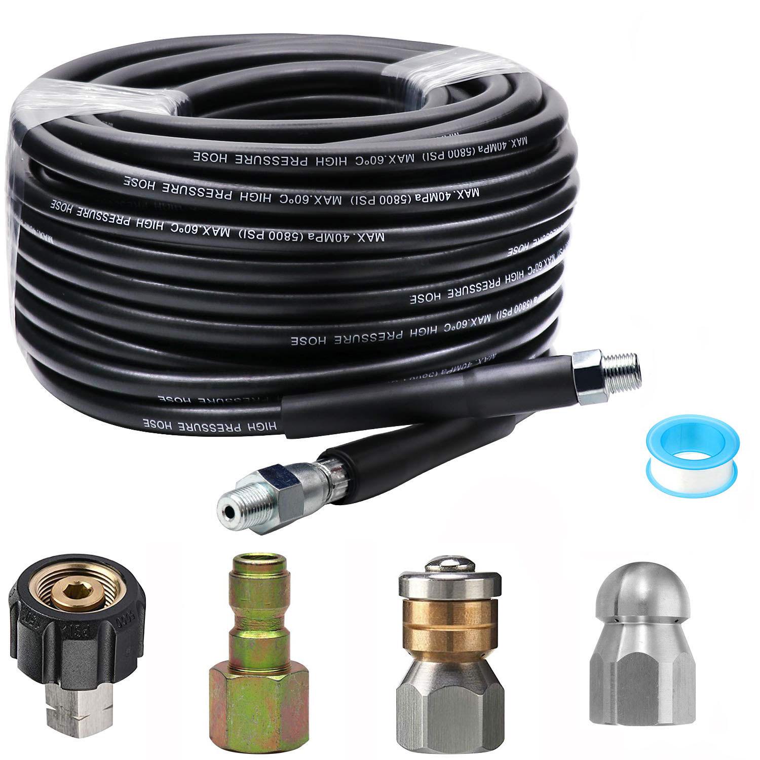 High-Pressure Stainless Steel Pipe Cleaner Nozzle Pipe + 4-piece set (6m)