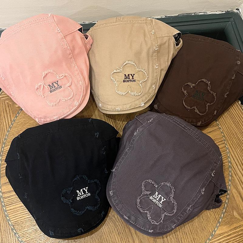 American Retro MY Embroidered Hat Women's Front Hat Autumn and Winter Casual and Versatile Beret Trendy and Fashionable Newsboy Hat for Men