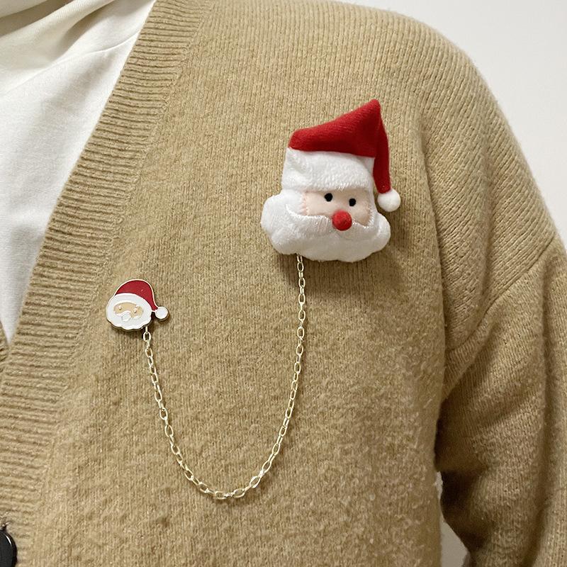 

Мультяшная рождественская елка, снеговик, лось, кукла, плюшевая цепочка, брошь, эмалированный сплав, булавка, сумка для одежды, плюшевая брошь, рождественские подарки