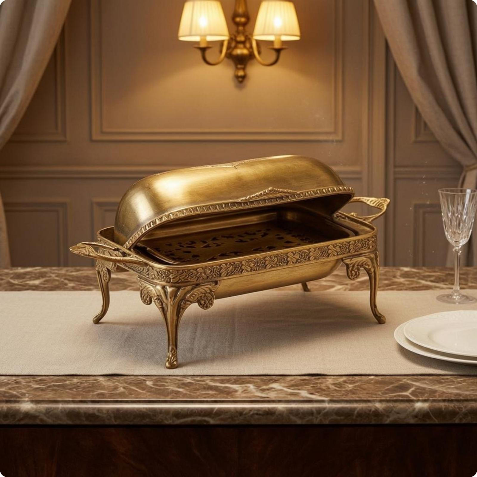 Brass Fruit Tray Decorative Ornate Elegant Metal Plate French Fliptop