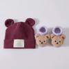 Breathable Ear Pattern Baby Hat and Socks Elastic Cotton Polyester Mix Gentle On Sensitive Skin Secure Fit for Infants