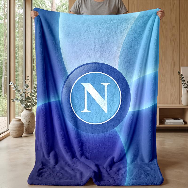Coperta in Pile di Flanella Morbida Napoli FC Leggera Accogliente Calda Coperta da Lancio per Divano Letto Decorazione per la Casa