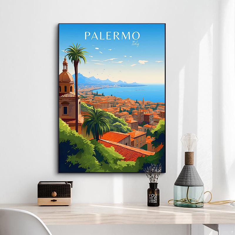 Modern Amalfi Italy Famous Travel Posters Palermo Vintage Puglia Cinque Terre Travel Prints Canvas Wall Pictures Home Room Decor