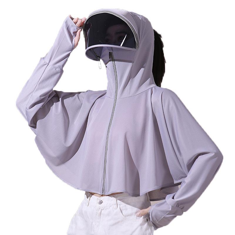 Women's Summer UV Protection Sunscreen Shirt Ice Silk Breathable Thin Sun Cover For Cycling