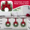 Christmas Kitchen Cabinet Wreaths With Plaid Bow Ribbon Hanging Cabinet Doors Wreaths Decorative For Kitchen Window Outdoor Indoor Holiday Decor