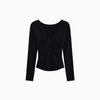 Cotton V-neck Long-sleeved T-shirt Women's Spring and Autumn New Design Sense Slim-fitting Spice Girl with Sweet Inner Bottoming Shirt Top