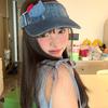 Stylish Adjustable Sun Hat With Cute Cartoon Cat Print Breathable Cap Denim