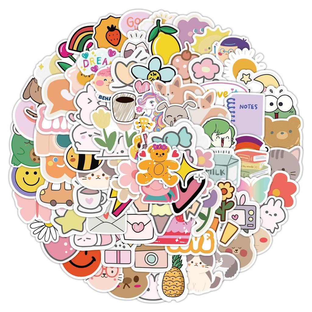 100PCS Waterproof Cute Cartoon Stickers for Refrigerators & Phones - Creative DIY Decoration for Kids