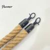 Rope with Metal Hooks 1/1.5/2M Natural Braided Jute Rope, Heavy Duty Woven Twine Barrier for Crafts, Queue Crowd Control