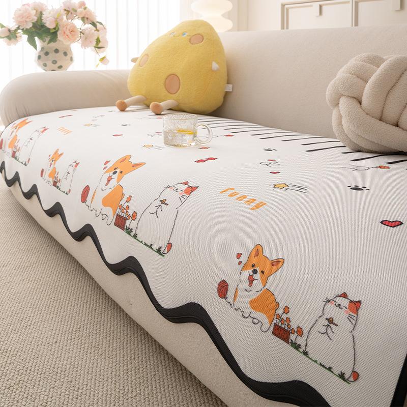 Ice Silk Special-Shaped Sofa Cushion Cartoon Cute Wind And Cool Straight Row Sofa Cover  Summer New Mat Cushion