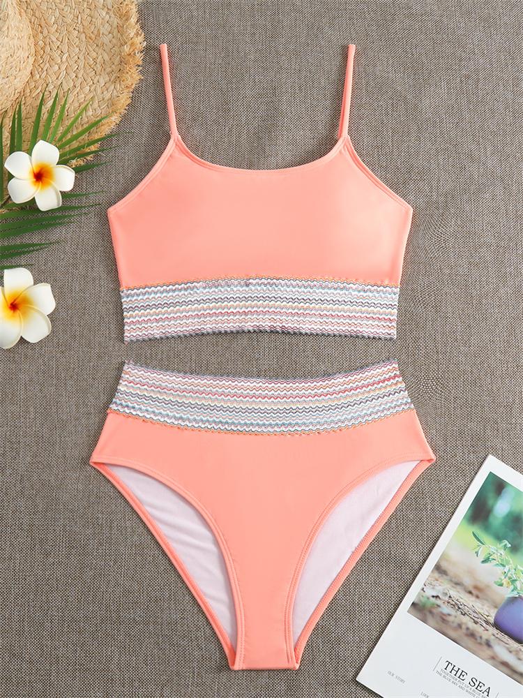 Bikini Damskie Kostium Kąpielowy Wysoki Stan 2024 Nowy Jednolity Zestaw Bikini Seksowne Stringi Strój Kąpielowy Dwuczęściowy Letni Strój Plażowy Kostium Kąpielowy Damski