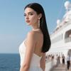 Fashion Gold Plated Leaf Drop Earrings For Women With Crystals Elegant Party Jewelry