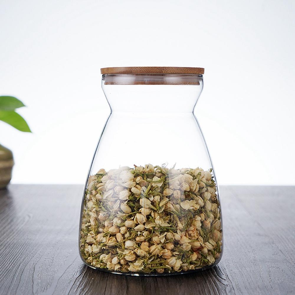 Capac din lemn, sticlă, borcan de depozitare, sticle de bucătărie, borcane trapezoidale pentru alimente, recipient pentru boabe de ceai și cafea, boabe de bomboane