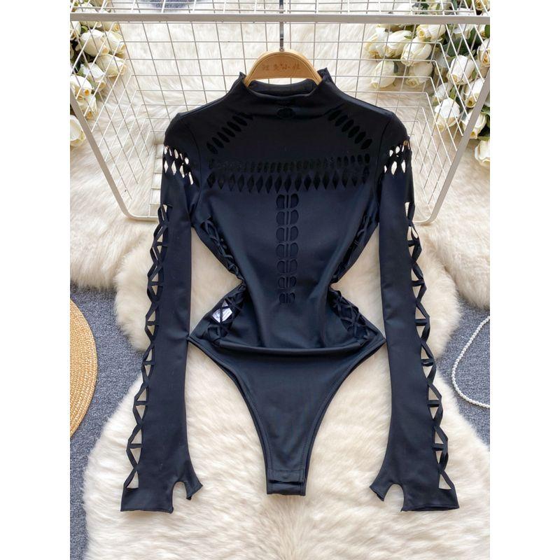 Niche Style Hollow-out Cinched Slim Looking Bottoming Shirt Spring Clothing Top