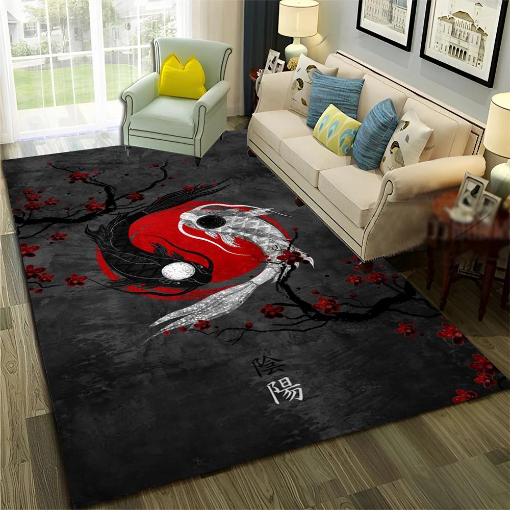 Čínský 3D koberec Tai Chi Bagua Yin Yang pro domov, obývací pokoj, ložnici, pohovku, rohožka, dekorace, dětský koberec, protiskluzová podložka na podlahu