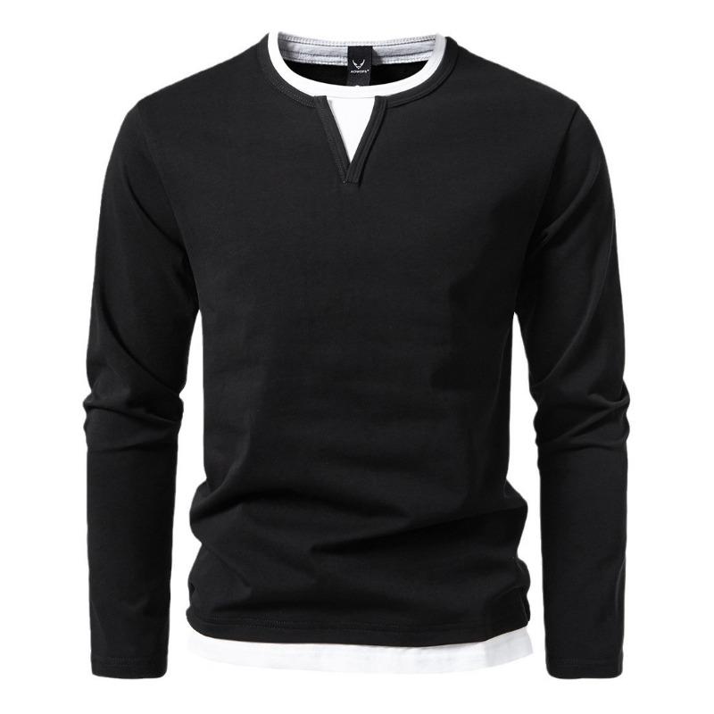 Men’s Plus Size Layered V-Neck Long Sleeve T-Shirt