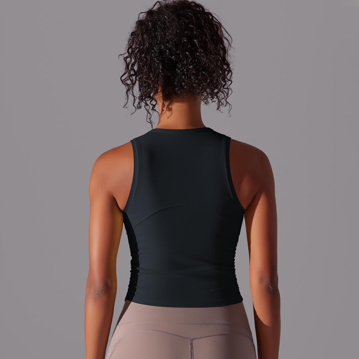 Двусторонний нейлоновый однотонный плотный жилет с круглым вырезом для занятий спортом — фото 15