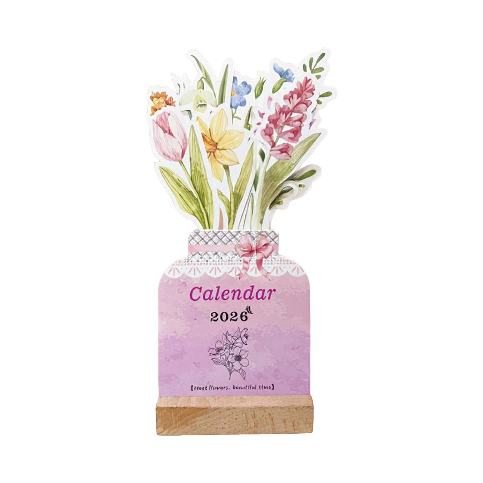 

2026 Floral English Desk Calendar with Stand Design Personalized for Office Desktop Planner