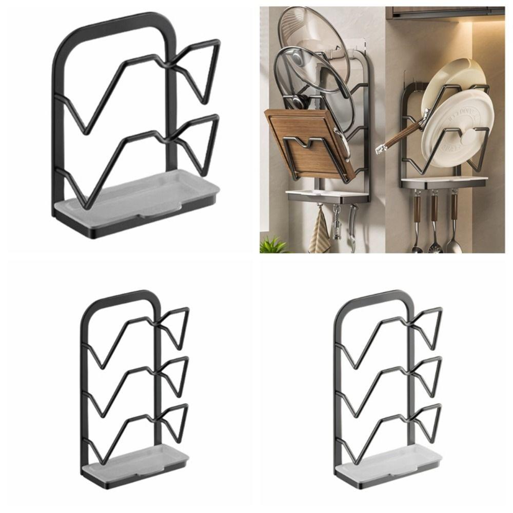 Multi-layer Pot Lid Organizer Rack Sturdy Vegetable Board Holder  Door-Mounted