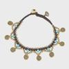 Boho Türkis-Kupfer Perlenarmband mit Wachskordel